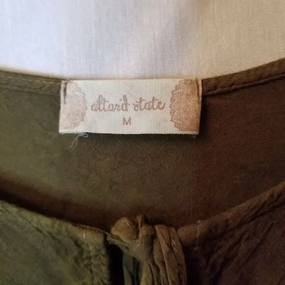 Altar'd State Top Womens Medium Green Boho Flowy Bell Sleeve Peasant Lace - Picture 4 of 10